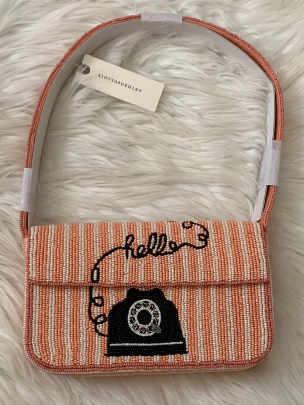 ANTHROPOLOGIE The Fiona Beaded Bag: Icon Edition Call Me in Light Orange